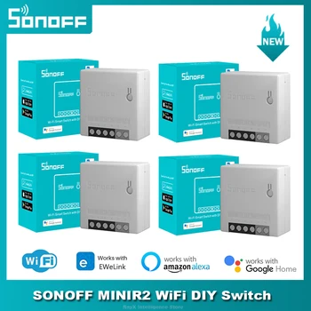SONOFF MINIR2 WiFi САМ Smart Switch 2-Лентов Ключ Moudle Чрез приложение eWeLink Безжично дистанционно Управление за Работа с Алекса Google Home