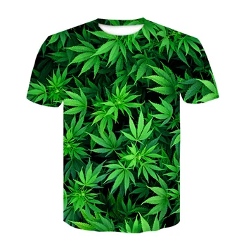 2022 Зелени Листа Плевели Мъжки тениски С 3D Принтом Тениски Новост Естествени Растителни Летни Блузи Harajuku Градинска Дамска Риза С Къс Ръкав