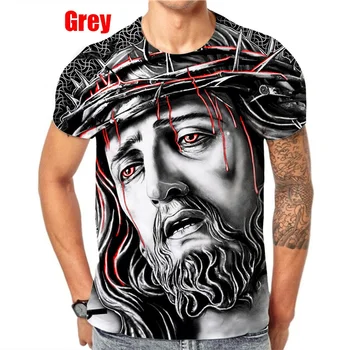 Господи! На кръста Исус Обича всички Християнски Мъжки Дамски Модни тениски с 3D Принтом