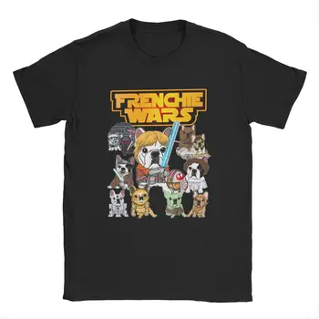 Мъжки t-shirt Frenchie Wars Star Wars Реколта Тениски от 100% Памук с Къс Ръкав, Тениска на 