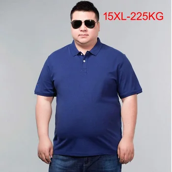 Мъжки t-shirt голям размер 9XL 12xl 11xl 10XL 14XL 15XL Памучен лятна тениска с къс ръкав в синьо с ревера