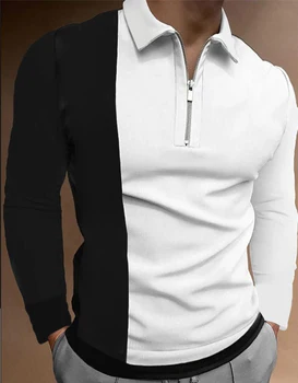 S-5XL Мъжки Ежедневни Есенни Polo Ризи с дълъг ръкав, Мъжки Тениска с Цип, Мъжки Блузи, Градинска Облекло за голф, Облекло За Мъже 2022