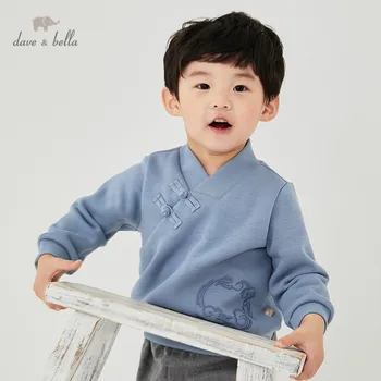 DBW16310 дейв bella/ зимна тениска с герои от анимационни филми, за малките момчета в китайски стил, детски блузи, модни тениски за момчета