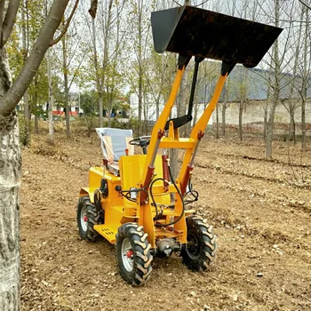 Одобрен CE нови колесни мини-товарач, 600 кг челен товарач, микро-товарач малък домашен къща ферма градина ползи