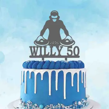 Персонализирани DJ, Музикант Торта за рождения Ден На Topper Потребителското си Име Възрастта на Частно Парти Торта Декорация Topper