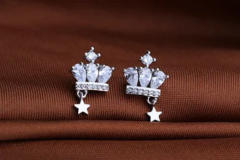 НОВИ Сребърни Бижута проба 925 Неподправена, Короната на Австрия, една сълза форма кристални обеци crystal от Австрийските Дамских Модни Обеци