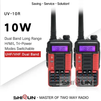 UV-10R 2 бр. или 1 БР. Професионални радиостанции Baofeng 10 КМ, висока мощност 10 W дву-бандова VHF UHF Двустранни CB радиолюбители UV 10R UV-5R