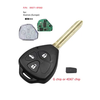 1 бр. Дистанционно автомобилен ключ с 3 бутона 433 Mhz за Toyota Avensis Европа, за Toyota Yaris Великобритания 89071-0F060