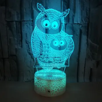 Бухал 3D лека нощ Цветна Дистанционно Управление с Докосване 3D Led Иллюзионный Лампа Креативна 3D Настолна USB Лампа За Рожден Ден, Коледни Подаръци на Деца на