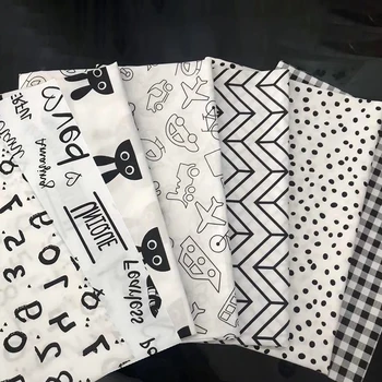 7 бр./набор от скандинавски стил, черно-бяла мозайка от тъкан на домакинствата памук плат направи си САМ ръчно изработени шевни принадлежности за печат