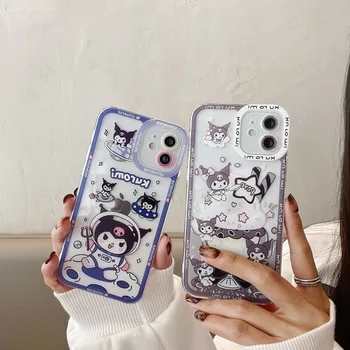 Sanrio Kuromi Сладки Мультяшные Калъфи За мобилни Телефони iPhone 13 12 11 Pro Max XR XS MAX X 7/8PlusY2KGirl Прозрачен Силиконов Калъф Подарък
