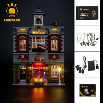 LIGHTAILING Led Light Up Комплект За 10197 Пожарна Бригада на Влак Градивен елемент на Модел е Съвместим С 15004
