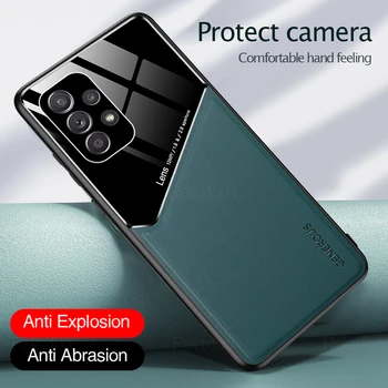 Вграден Авто Магнитен Кожен Калъф за Samsung A52 A52s A72 4G 5G Защита на Камерата За Samsung Galaxy M52 5G A32 52 Калъф във формата на миди