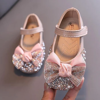 Обувки принцеса Елза и Анна, Лятна Обувки за момичета, обувки на плоска подметка с мъниста, Обувки Принцеса за Танци, Детски Сандали, Детски Сватбени Обувки