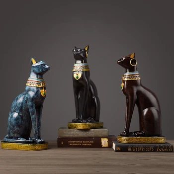 Египетска Котка Статуя На Смола Модерен Реколта Бастет Е Богинята На Домашен Интериор Занаят Фараон Скулптура Украса Подарък Се Съберат Хол