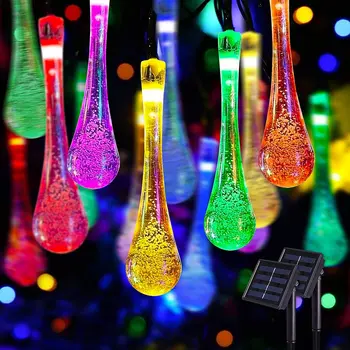 LED Открит Капки Вода и Слънчева Светлина Струнни Светлини 6/5/3 м 30/20/10 Led ' S на една чудесна Почивка на Коледно Парти Гирлянда Градина Водоустойчив