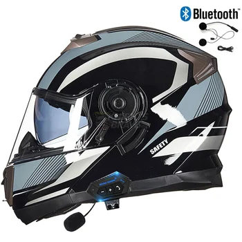 2022 Нов GXT 160 Полнолицевой Мотоциклет Bluetooth Каска Ретро Класически Модулен Панти Каска за Безопасност За Мотокрос Casco Мото