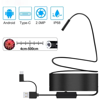 Най-новият 1080 P USB Змия Двухобъективная Инспектиращата Камера 2.0 MP IP67 USB Type-C Ендоскоп с 8 светодиода за Samsung, Huawei, Xiaomi PC