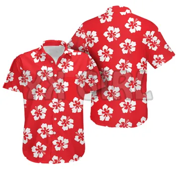 Летни Ризи Хавай Цвете Хибискус 3D По целия Принту Хавайска Риза за Мъже За Жени Harajuku Ежедневни Риза Унисекс