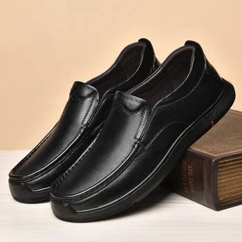 Новост 2022 г.; Мъжки обувки в стил Дерби; Ежедневни Лоферы без шнур От естествена Кожа, мъжки Модельная Висококачествена Водоустойчива Офис официалните Обувки За Мъже
