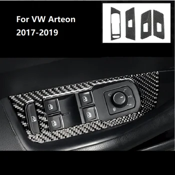 Подходяща За VW Arteon 2017-2019/CC 2019 Вътрешна стикер От въглеродни влакна, Превключвател за управление на Прозореца, за Украса на Панели, Аксесоари за Автомобили