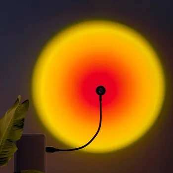 RANPO Sunset Лампа USB Дъгата Проектор Атмосфера на Нощно Декорация на Дома, Фотография Осветление Кафене Стенен Декор на Светлина