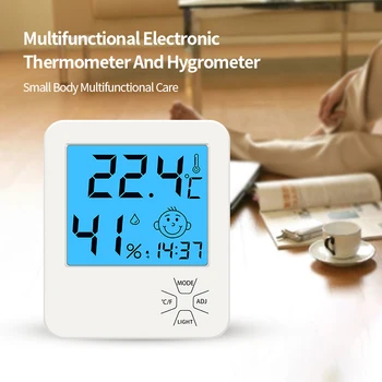 LCD Цифров Измерител на Температурата И Влажността В помещението, Часовници, Електронни Домашен Термометър, М-С Функция за Осветление, Влагомер