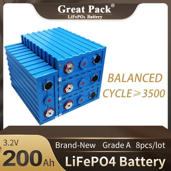 200Ah LiFePO4 8 бр. Акумулаторна Батерия 3.2 В Класа на Литиево Желязо Фосфат Призматичен за Слънчевата Система Горивна