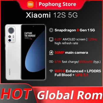 Глобалната фърмуер Xiaomi 12S 5G Мобилен телефон 6,28 инча Snapdragon Gen 8 + Восьмиядерный 67 W-Бързо Зарядно устройство за 50 Mp Тройни Камери