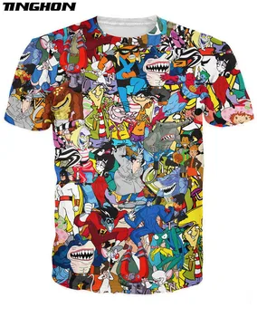 XS-7XL, Тениска с коллажем на 90-те Години, тениски с Анимационни герои Кутре the Brain Space Ghost, Ежедневни Летни стилни тениски, потници за жени и мъже