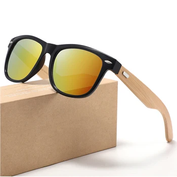 Мъже, Жени Класически Бамбукови Дървени Слънчеви Очила Квадратни Улични Vintage Слънчеви Очила За Шофиране, Риболов Огледални Очила Очила с UV400