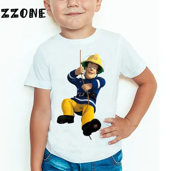 Детска забавна тениска с принтом Пожарникар Сам от анимационни, Детски Летни Потници за малки момичета и Момчета, Страхотна Ежедневна тениска, ooo2078