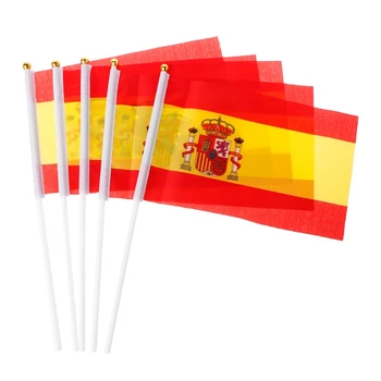 5шт Испански Ръчни Знамена Испания Герб Банери Спортно Откриване на Открит Декор 85DA