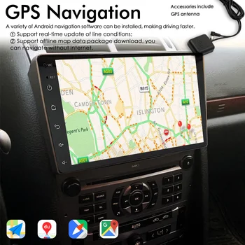 8G 128 GB Авто Радио Видео Мултимедиен Плейър За Peugeot 407 2004-2011 Android 12 GPS Навигация Авторадио Сензорен Екран Carplay