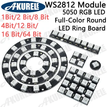 WS2812 Модул, RGB Светодиоден Пръстен 1 бит 8/12/16/24 малко Пълноцветен Вграден Кръгла Лампа Панел Вграден Драйвер Контролер ForArduino