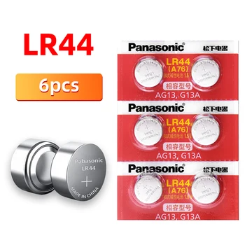 Panasonic 6 бр. 1,5 Бутон на батерията lr44 Литиеви Батерии за монети A76 G13A AG13 LR44 LR1154 357A SR44 100% Оригинал