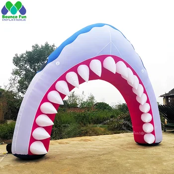 Обичай държавата устата на акула дейности на открито раздувной с арка вентилатор раздувной животински за реклама събитие на океана