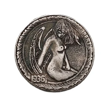 САЩ 1936-D Колекция Възпоменателни Монети Hobo с Крила, Секси Жена, и Пет Цента, Сувенири, Декорация за дома, Занаяти, Накити, Подарък