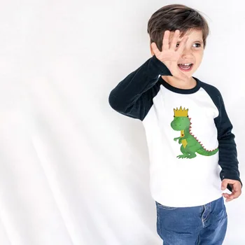Риза с Динозавром За Рожден Ден, тениски С Дълъг Ръкав, Raglan с Динозавром За Рожден Ден, Празнична Риза с Динозавром, Тематичен Подарък, Модна Тениска За Момчета