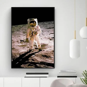 Скандинавски Плакат Астронавт Ракета на Луната Прокарването на Стенно Изкуство Платно Живопис и Щампи Стая Хол Декорация на Дома, Стенни Картини
