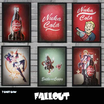 Популярната Игра Fallout Подпори Нука Кола Ретро Аниме Платно Картина Стенен Постер Принт Детски Бар Вътрешна Декорация Спални Снимки