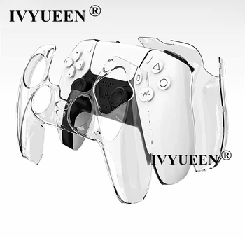 IVYUEEN Защитен Прозрачен Калъф за Sony PlayStation Dualshock 5 PS5 Контролер Защитен Твърд Калъф с Кристали Прозрачен Корпус
