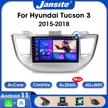 Jansite 2 Din Android 11,0 Кола Стерео Радио За Hyundai Tucson 3 IX35 2015-2018 8G + 256G Мултимедиен Плейър Carplay Авто DVD