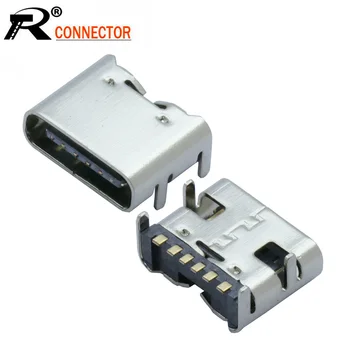 1000 бр./лот USB Type C 6-пинов конектор SMT USB Конектор 3.1 Type-C Гнездовое настаняване SMD DIP за ПХБ САМ висока инжекция зареждане