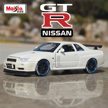 Maisto 1:24 Nissan Skyline GTR R34 Модел на Спортен автомобил от сплав, Формовани под налягане Метална Играчка, Модел състезателна кола, Имитативната колекция, Детска Играчка за Подарък