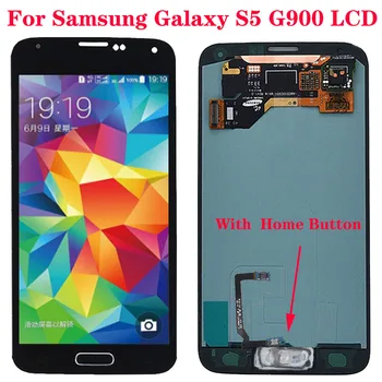 Чисто НОВ, Без дефекти S5 LCD Дисплей За Samsung Galaxy S5 i9600 G900A LCD дисплей Сензорен Екран С бутон Home За Samsung S5 LCD Ремонт