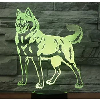 3D Led нощна светлина Куче Хъски със 7 Цветове на Светлината, за да украсят Дома Лампа Невероятна Визуализация Оптична Илюзия е Страхотна