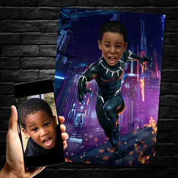 Marvel Черна Пантера Човек Желязо По Поръчка Платно Плакат За Детска Стая Стенен Декор На Печат Снимка На Момче Момиче Подаръци За Рожден Ден Без Рамки