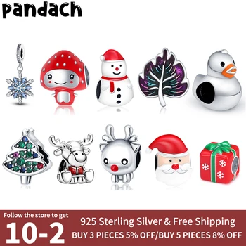 Сребърен Цвят Коледна Серия Висулки, Мъниста, Подходящ Pandach 925 Оригинална Гривна За Жени Сребърен Цвят Висулка Мъниста Направи Си Сам Бижута