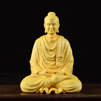 Дървена статуя на будистката фигури Шакямуни, ръчна дърворезба, Китайска статуя на Буда, Дом хол, Спалня, декорация на Фън шуй